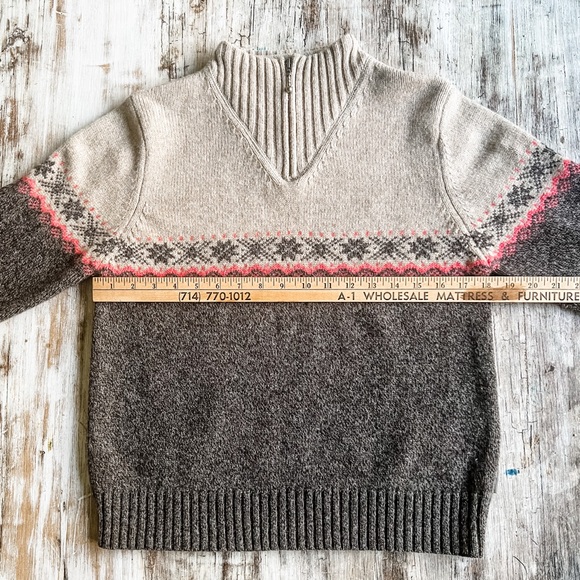 Woolrich Fair Isle Wool Zip Neck Sweater Hickory M - Picture 3 of 9